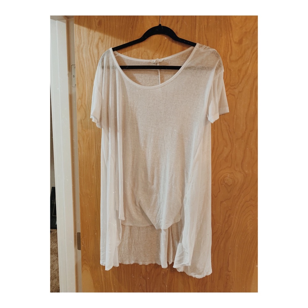 Nordstrom gauzey long white tee